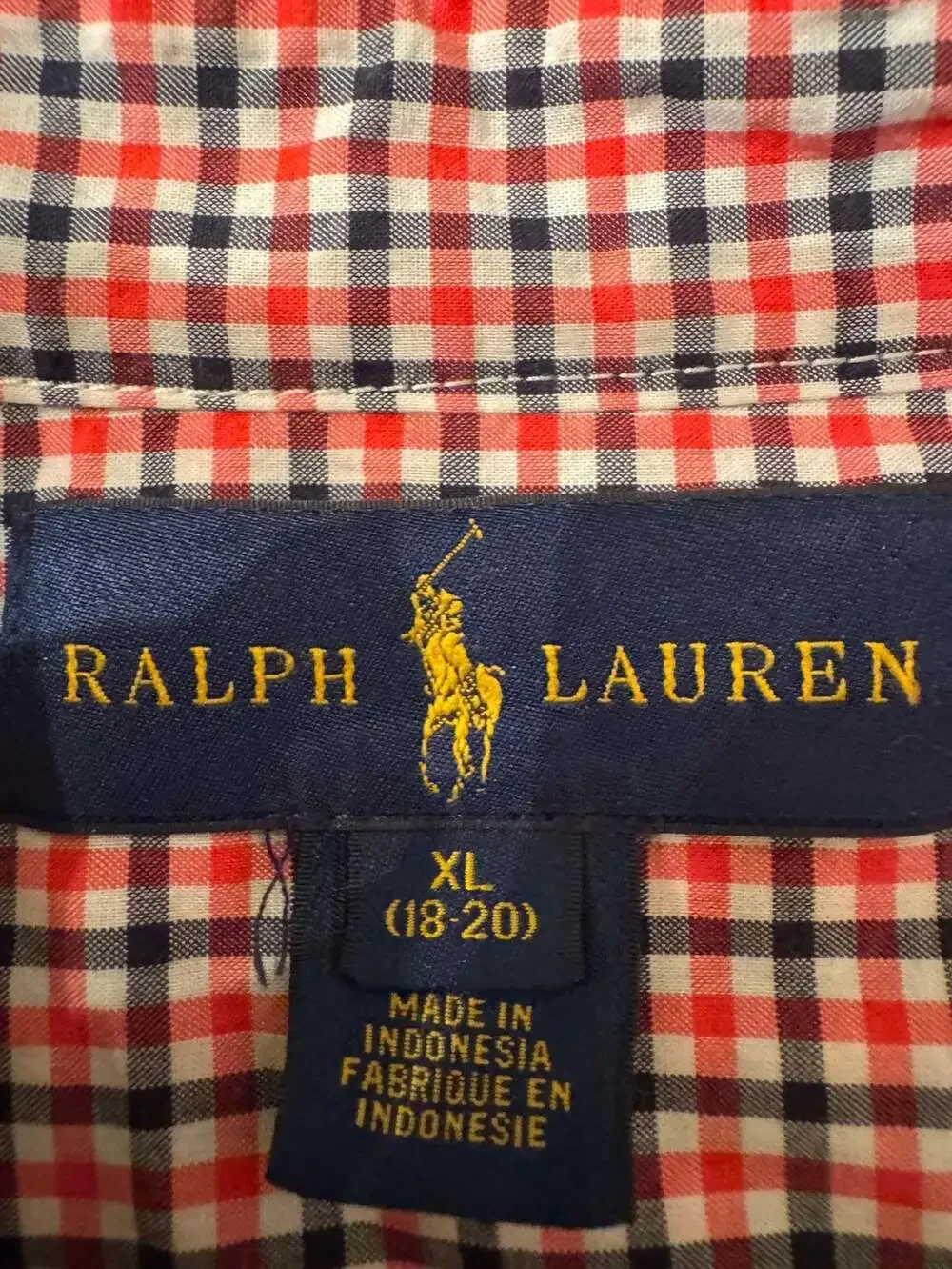 Ralph Lauren Long Sleeve Red and Blue Gingham Button Down Shirt  H1098
